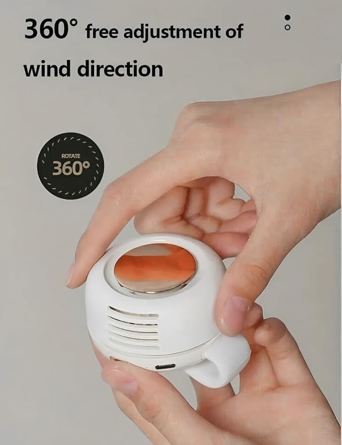 2 Pack Small Clip on Fan for Shirt & Waist, Portable Silent Mini Bladeless Electric Fan, 3 Speeds Hands-Free Neck Whirlwind