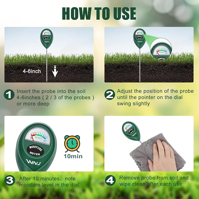 2 Pack Soil Moisture Meter, Plant Water Monitor, Lawn Moisture Meter,Soil Hygrometer Sensor for Gardening, Farming, alternate