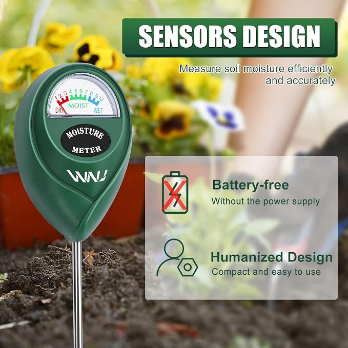 2 Pack Soil Moisture Meter, Plant Water Monitor, Lawn Moisture Meter,Soil Hygrometer Sensor for Gardening, Farming, alternate