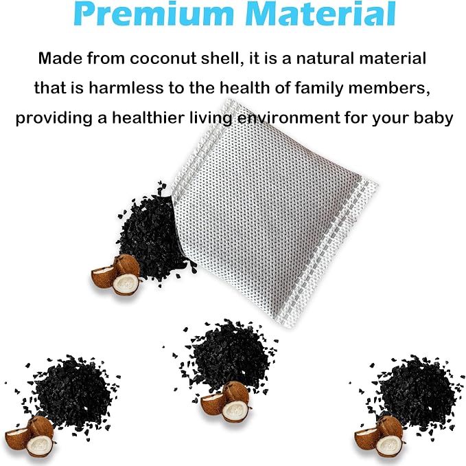 2 Pack Stick On Deodorizing Box, 12 Pack Odor Removing Refills for Trash Can, Activated Charcoal Odor Eliminator for Indoor