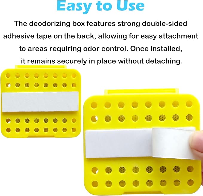 2 Pack Stick On Deodorizing Box, 12 Pack Odor Removing Refills for Trash Can, Activated Charcoal Odor Eliminator for Indoor