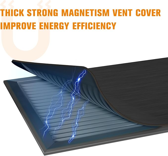 2 Pack Strong Magnetic Vent Covers 5.5”x12” Metallic Black Air Vent Magnet Cover for Floor Wall Ceiling Steel Registers Home