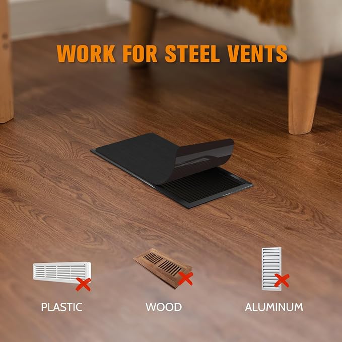 2 Pack Strong Magnetic Vent Covers 5.5”x12” Metallic Black Air Vent Magnet Cover for Floor Wall Ceiling Steel Registers Home