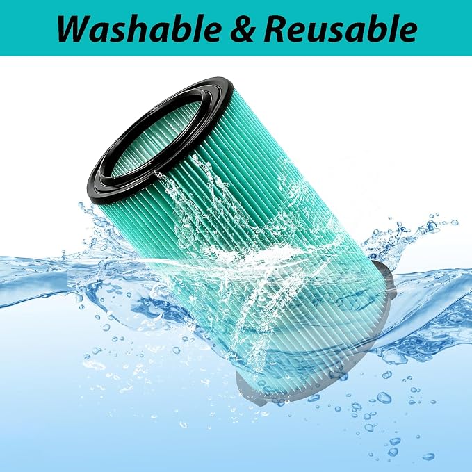 2 Pack VF6000 5-Layer Pleated Replacement Vacuum Filter Compatible for 5-20 Gallon Wet/Dry Vacuums,Fit for