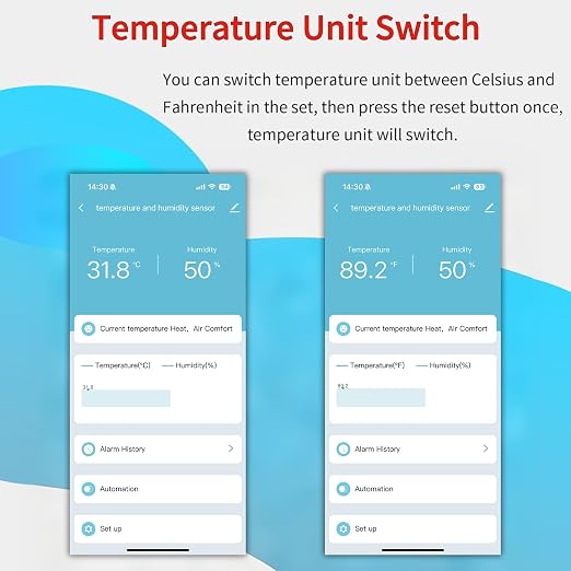 2 Pack WiFi Temperature Humidity Sensor Smart Hygrometer Thermometer Sensor with APP Remote Monitor and Alert High Precision