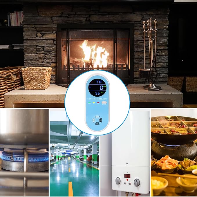 2 Packs Carbon Monoxide Detector Plug in Wall - Carbon Monoxide Alarm with Temperature(°F) & Humidity, Large Color Digital