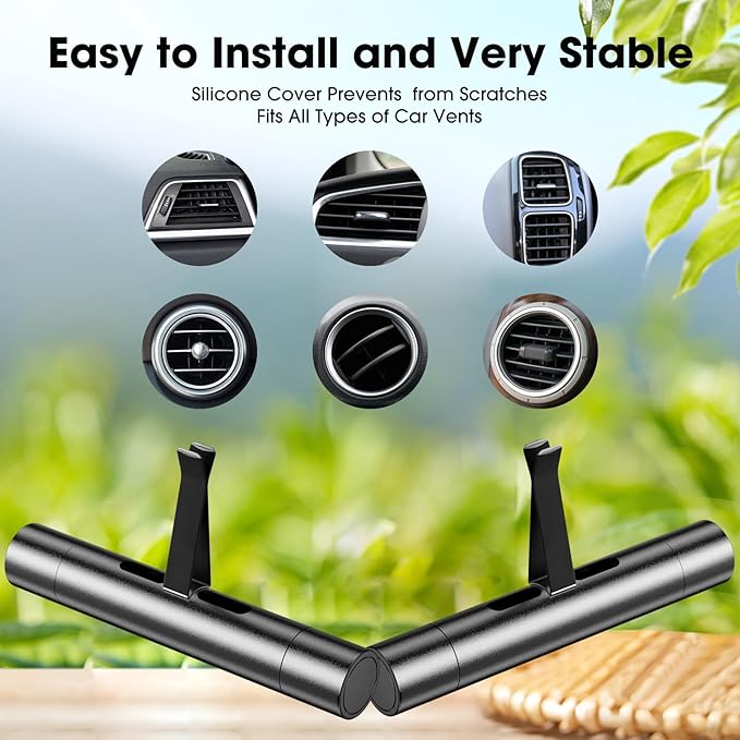 2 Packs Custom Car Air Freshener Diffuser Vent Clips with 12 Refill Sticks for Cars, Office, Kitchen, Bathroom, alternate
