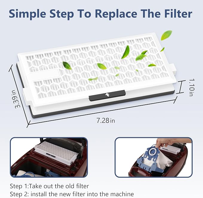 2 Packs HEPA Replacement Filters Compatible with AirClean SF-HA 50 HEPA Filter for Vacuum Model # S4, S5, S6, S8