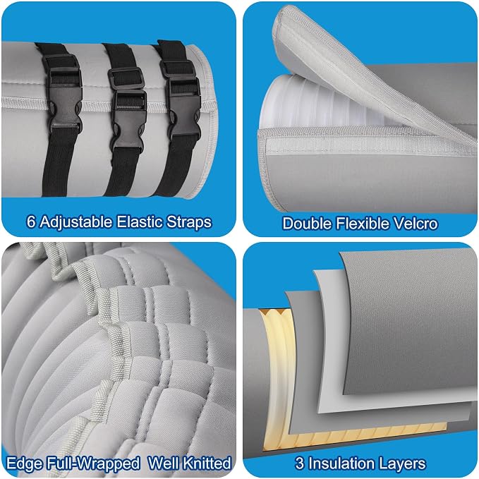 2 Packs Portable AC Hose Sleeve, Portable Air Conditioner Hose Cover Wrap, Fits for 5" & 5.9" Diameter Exhaust Hose,Hoses