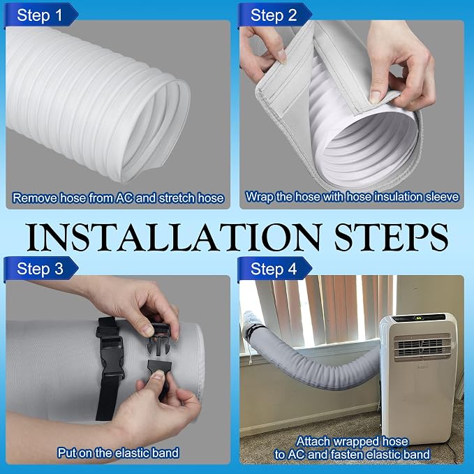 2 Packs Portable AC Hose Sleeve, Portable Air Conditioner Hose Cover Wrap, Fits for 5" & 5.9" Diameter Exhaust Hose,Hoses