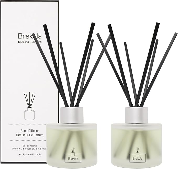 2 Packs Reed Diffusers Set- Home Fragrance, Lemon Verbena Diffuser Essential Oil, 16 Diffuser Sticks for Bathroom, Living