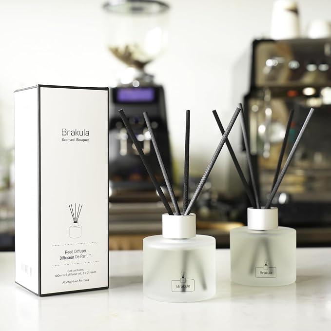 2 Packs Reed Diffusers Set- Home Fragrance, Lemon Verbena Diffuser Essential Oil, 16 Diffuser Sticks for Bathroom, Living