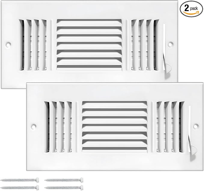 2 Pcs 10x4 Inch Air Vent Covers - 3-Way Solid Metal Wall & Ceiling Register, Return Air Vent (White, Interior Size 10 x 4)