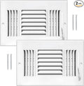 2 Pcs 10x6 Inch Air Vent Covers - 3-Way Solid Metal Wall & Ceiling Register, Return Air Vent (White, Interior Size 10 x 6)