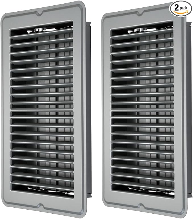 2 Pcs 6 x 10'' Grey Floor Vent Covers Heavy Duty Floor Register Metal Heat Vent Covers with Rust Proof Finish for Home