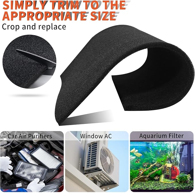 2 Pcs Air Conditioner Replacement Filters 40 PPI - 24 x 15 x 1/4 in Cut to Fit Foam for, GE, HEPA, Next Gen AC