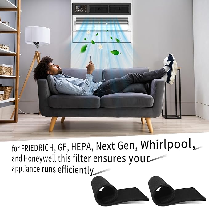 2 Pcs Air Conditioner Replacement Filters 40 PPI - 24 x 15 x 1/4 in Cut to Fit Foam for, GE, HEPA, Next Gen AC