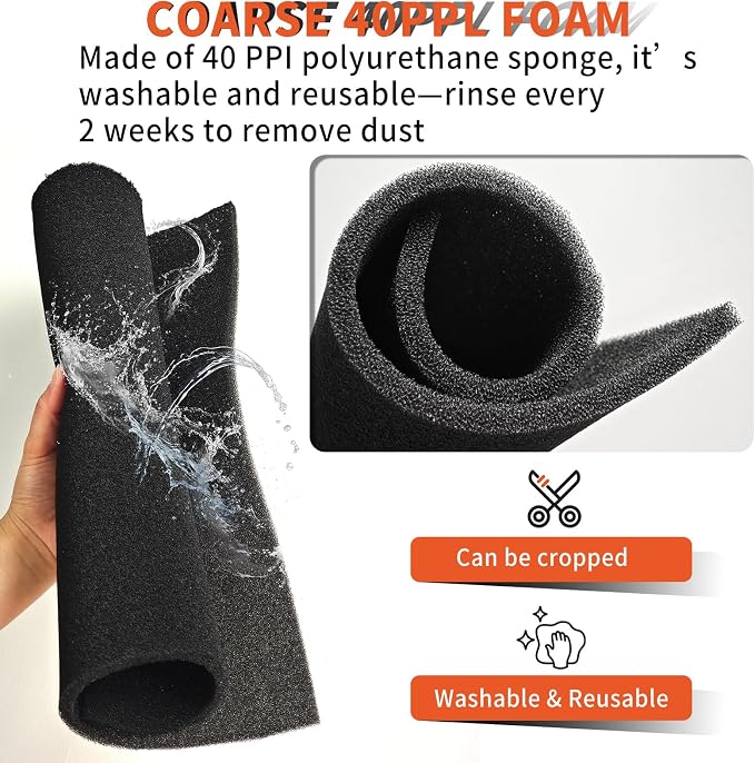 2 Pcs Air Conditioner Replacement Filters 40 PPI - 24 x 15 x 1/4 in Cut to Fit Foam for, GE, HEPA, Next Gen AC