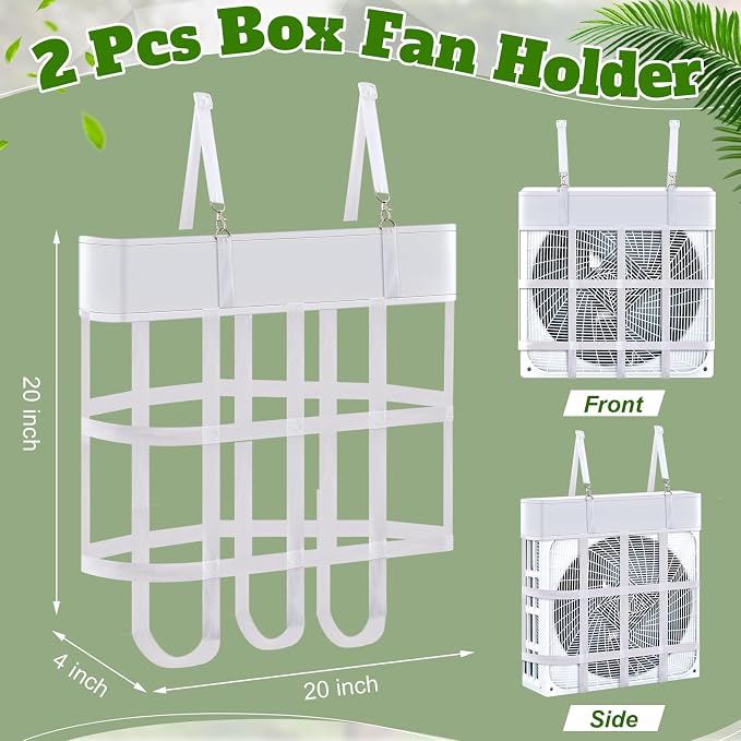 2 Pcs Box Fan Holder Horse Stall Classic Fan Bag Hanging Web Holder Nylon Box Hay Bag (White), alternate product view 3