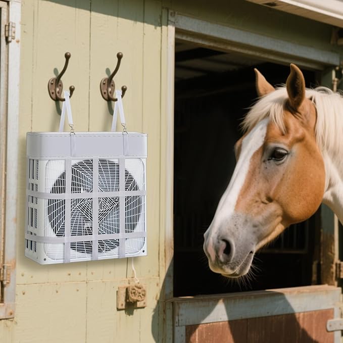 2 Pcs Box Fan Holder Horse Stall Classic Fan Bag Hanging Web Holder Nylon Box Hay Bag (White), alternate product view 5