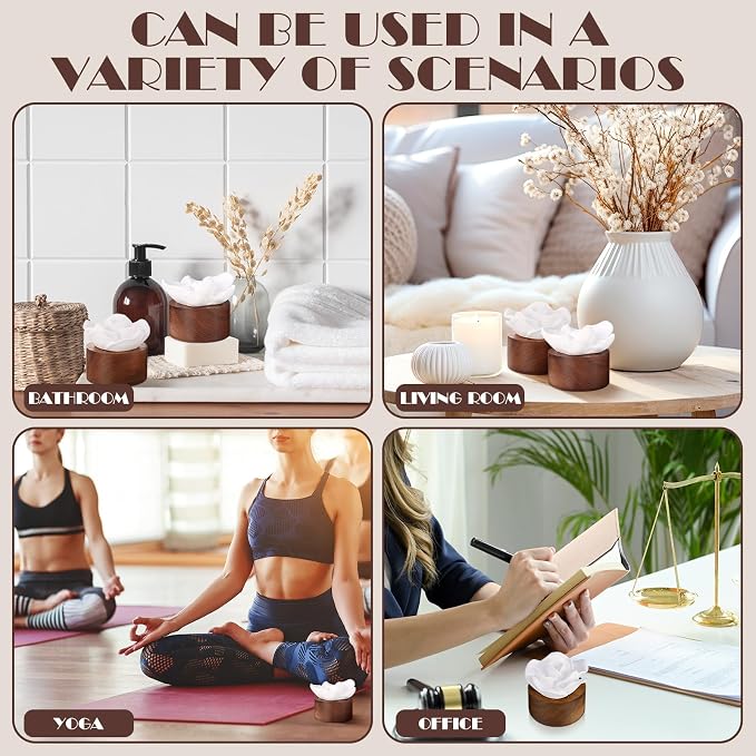 2 Pcs Ceramic Rose Diffuser Flower Passive Essential Oil Diffuser Flower Ceramic Aromatherapy Non Electric Battery for Home