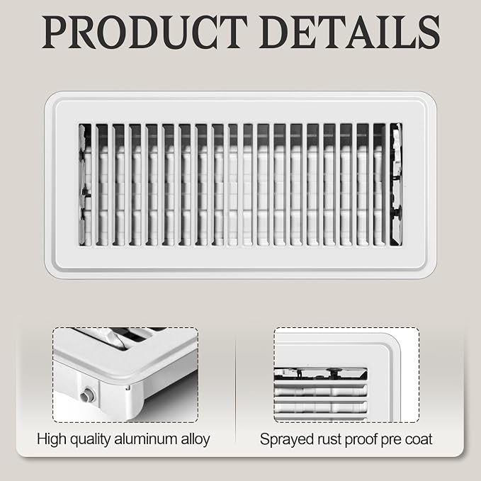 2 PCS Floor Vents Floor Registers 4x10 inch, Heavy Duty Metal Heat Air Vent Covers 4 X 10 with Rust Proof Finish for Home