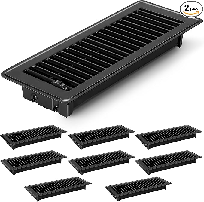 2 PCS Floor Vents Floor Registers 4x12 inch, Heavy Duty Metal Heat Air Vent Covers 4 X 12 with Rust Proof Finish for Home