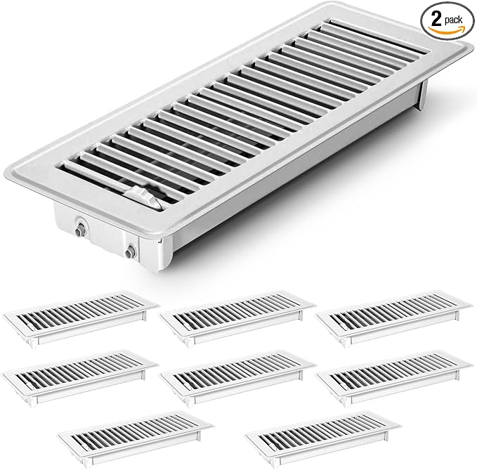 2 PCS Floor Vents Floor Registers 4x12 inch, Heavy Duty Metal Heat Air Vent Covers 4 X 12 with Rust Proof Finish for Home
