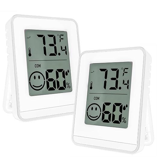 2 PCS Home Indoor Hygrometer, Mini Indoor Thermometer, Temperature and Humidity Monitor, Reptile Thermometer - Houses