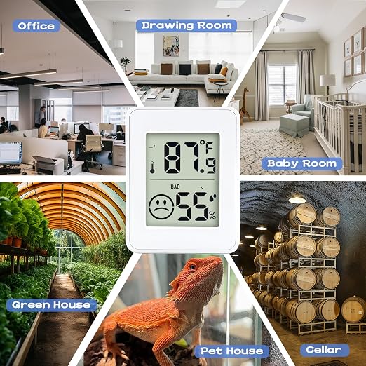 2 PCS Home Indoor Hygrometer, Mini Indoor Thermometer with Magnetic Back, Temperature and Humidity Monitor, Reptile