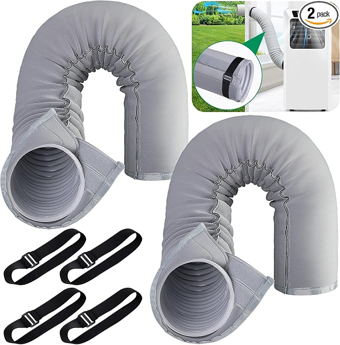 2 Pcs Portable AC Hose Insulation Sleeve, Air Conditioner Hose Cover Wrap, Fits 5" & 5.9" Diameter Exhaust Hose, Easy