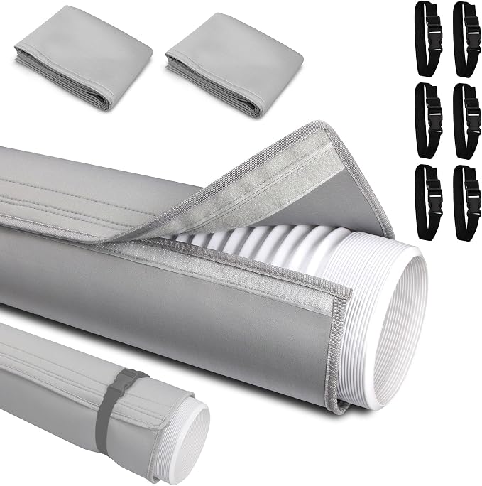 2 Pcs Portable AC Hose Insulation Sleeve - Insulated Cover Wrap for 5"-5.9" Diameter Exhaust Hoses with 6 Adjustable Buckle