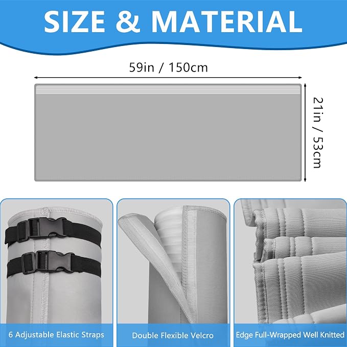 2 Pcs Portable AC Hose Insulation Sleeve - Insulated Cover Wrap for 5"-5.9" Diameter Exhaust Hoses with 6 Adjustable Buckle