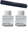 2 PCS Reed Diffuser Bottles Empty, 10Pcs Reed Diffuser Stick, Diffuser Bottle Capacity 50ml (1.7oz) Diffuser Stick