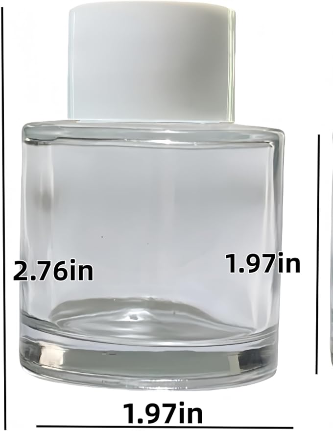 2 PCS Reed Diffuser Bottles Empty, 10Pcs Reed Diffuser Stick, Diffuser Bottle Capacity 50ml (1.7oz) Diffuser Stick