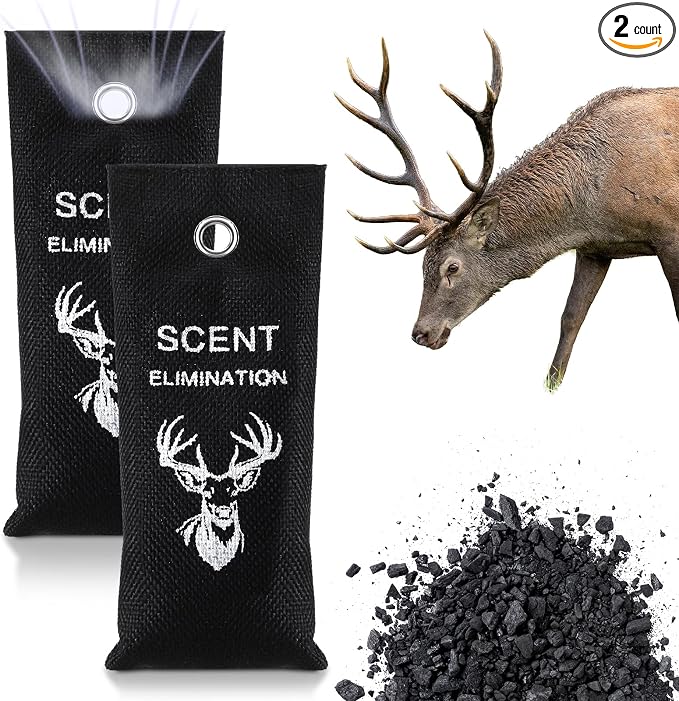 2 Pcs Scent Elimination for Hunting Charcoal Odor Absorber for Strong Odors Scent Away Elimination Hunting Accessories Long
