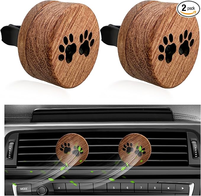 2 PCS Wood Car Essential Oil Diffuser, Wooden Aromatherapy Essential Oils Diffuser with Vent Clip, product image