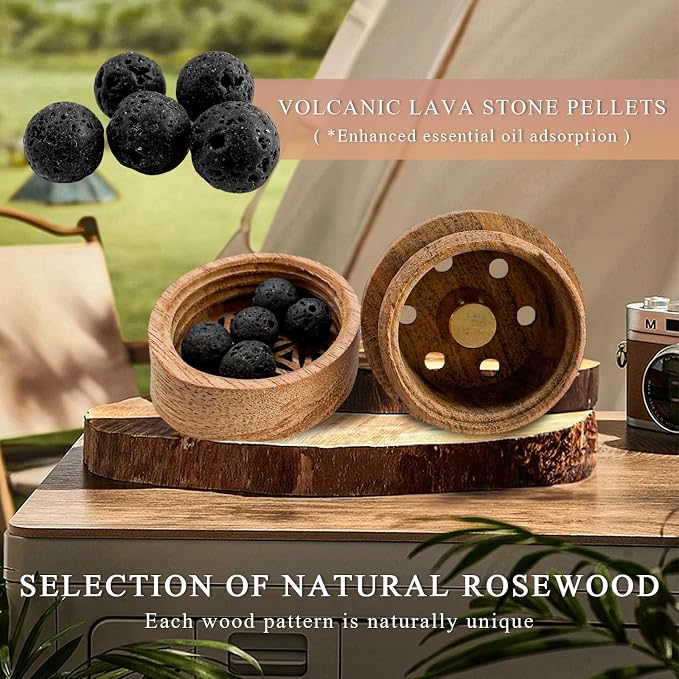 2 PCS Wood Car Essential Oil Diffuser, Wooden Aromatherapy Essential Oils Diffuser with Vent Clip, alternate product view 3
