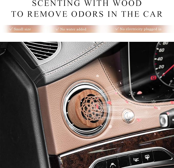 2 PCS Wood Car Essential Oil Diffuser, Wooden Aromatherapy Essential Oils Diffuser with Vent Clip, alternate product view 5