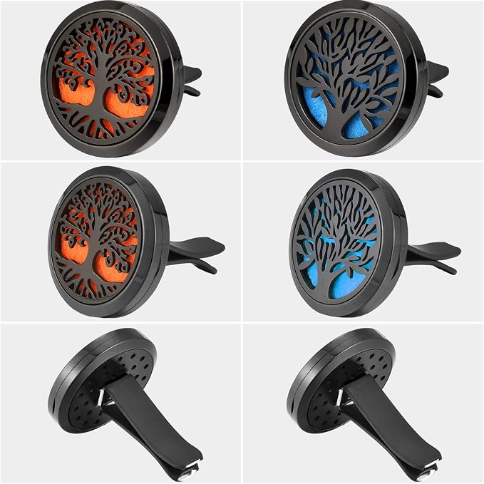 2 Pieces 316l Car Aromatherapy Essential Oil Diffuser Air Freshener with Vent Clip 48 Felt Pad Christmas Gift for Women