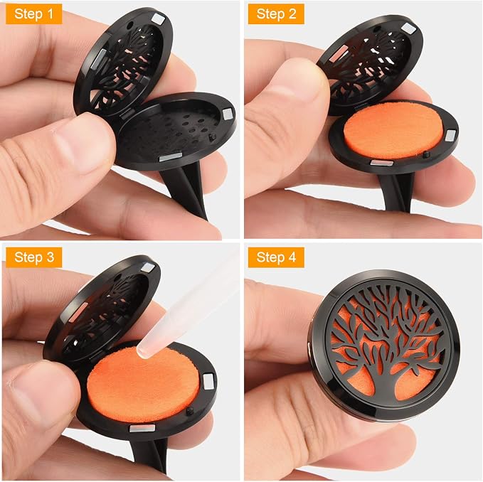 2 Pieces 316l Car Aromatherapy Essential Oil Diffuser Air Freshener with Vent Clip 48 Felt Pad Christmas Gift for Women