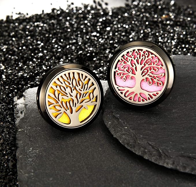 2 Pieces 316l Car Aromatherapy Essential Oil Diffuser Air Freshener with Vent Clip 48 Felt Pad Christmas Gift for Women