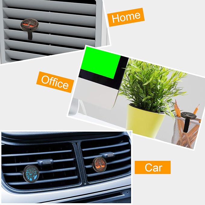 2 Pieces 316l Car Aromatherapy Essential Oil Diffuser Air Freshener with Vent Clip 48 Felt Pad Christmas Gift for Women