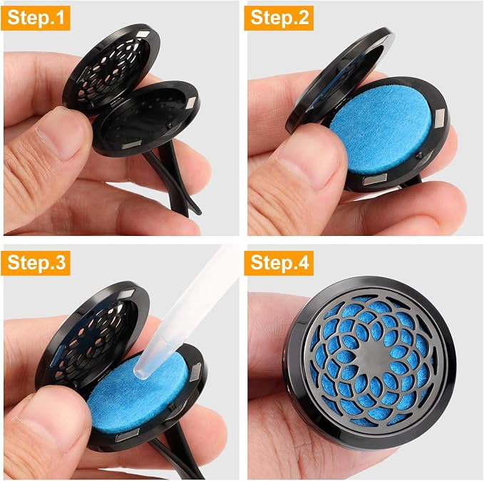 2 Pieces 316l Car Aromatherapy Essential Oil Diffuser Air Freshener with Vent Clip 48 Felt Pad Christmas Gift for Women