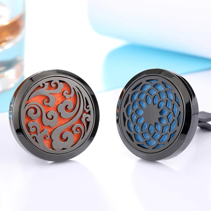 2 Pieces 316l Car Aromatherapy Essential Oil Diffuser Air Freshener with Vent Clip 48 Felt Pad Christmas Gift for Women