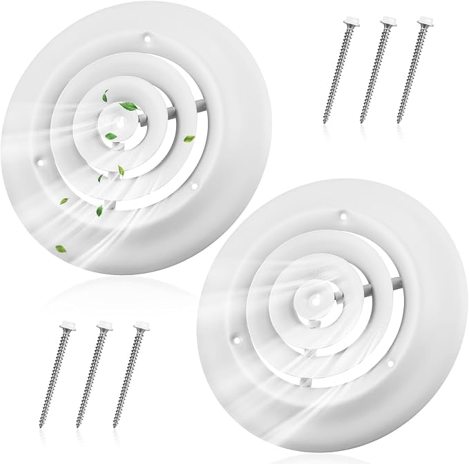 2 Pieces 6 Inch Round Vent Cover, Ceiling Diffuser HVAC Vent Duct Cover Replacement with Screws to Install for