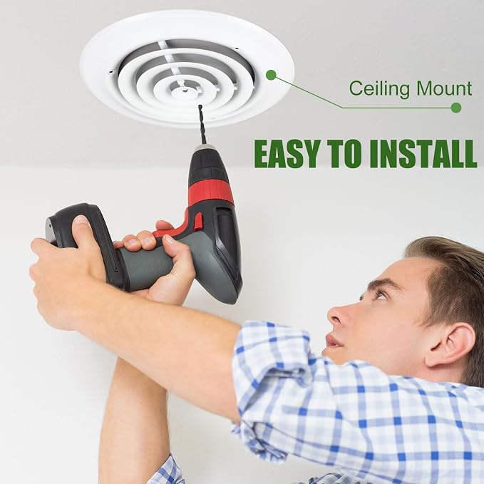 2 Pieces 6 Inch Round Vent Cover, Ceiling Diffuser HVAC Vent Duct Cover Replacement with Screws to Install for, alternate