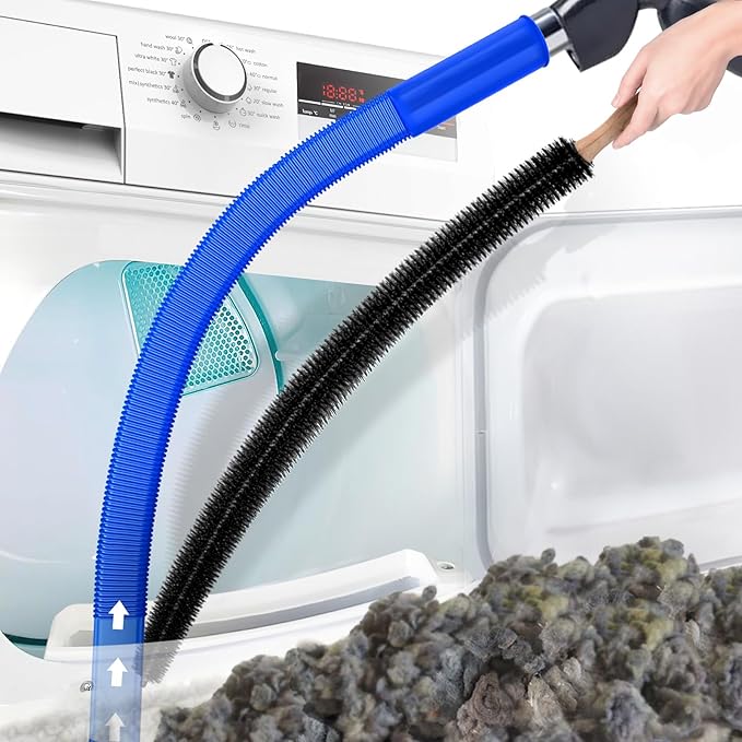 2 Pieces Dryer Vent Cleaner Kit Compatible with Most Vacuum Cleaner, Dryer Lint Brush and Vacuum Hose Attachment, Quickly