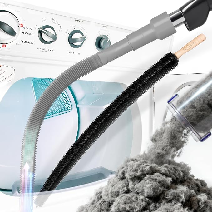 2 Pieces Dryer Vent Cleaner Kit, Dryer Lint Vacuum Attachment and Flexible Dryer Lint Brush, Dryer Vent Vacuum Hose