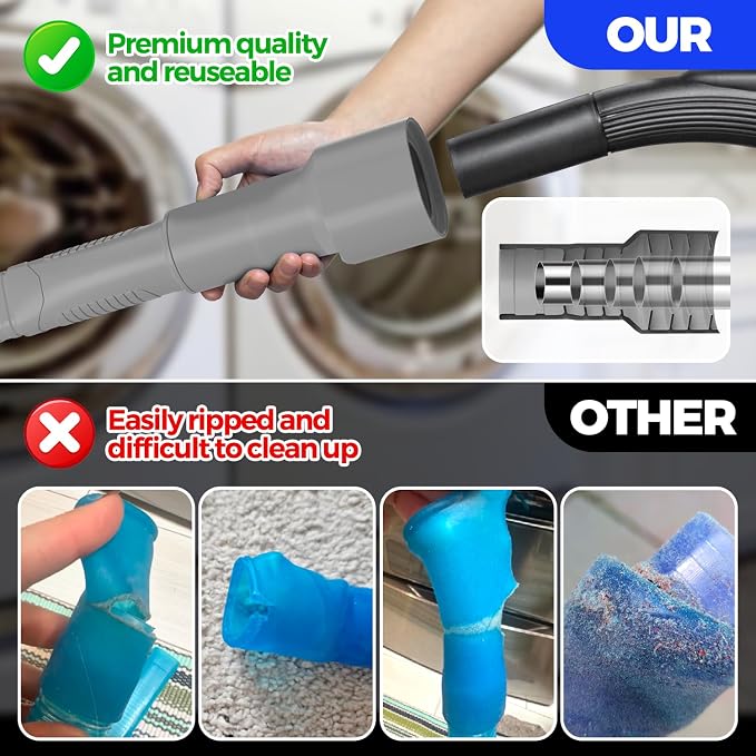 2 Pieces Dryer Vent Cleaner Kit, Dryer Lint Vacuum Attachment and Flexible Dryer Lint Brush, Dryer Vent Vacuum Hose